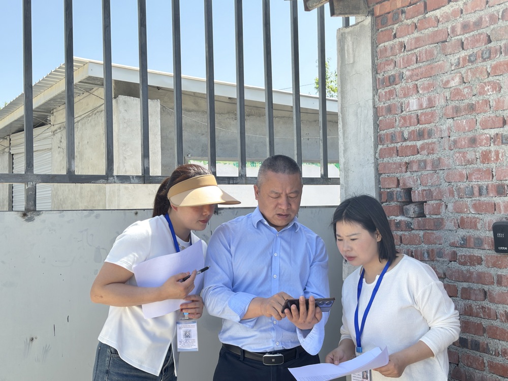 党员调查员们查看数据