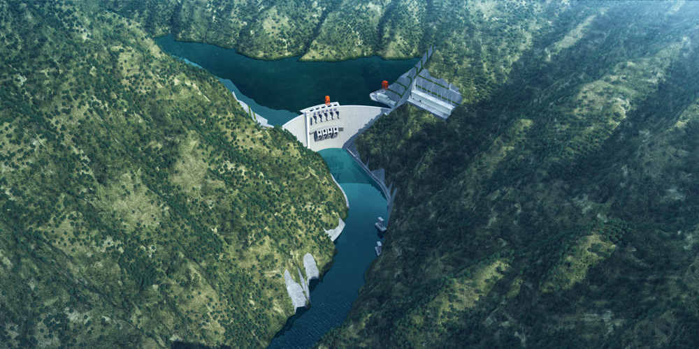 孟底沟水电站建成后效果图