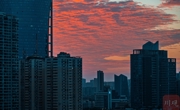 朝霞破暝 蓉城清晨红霞漫天