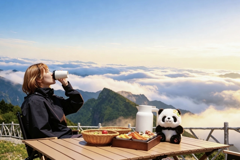 游客在虎牙露营营地休息观景